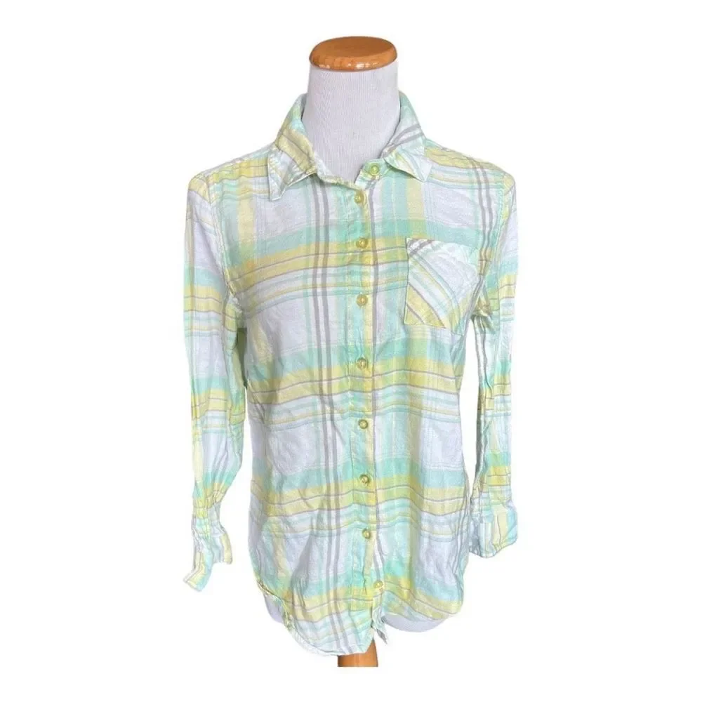 Youth Girls Justice Button Down Plaid Shirt - Sz 18/20